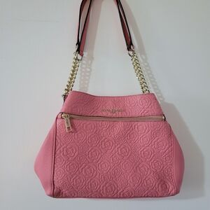 Karl Lagerfeld Pink Floral Embossed Shoulder Bag